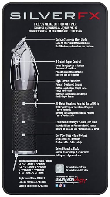 BABYLISS SILVERFX FX870S METAL LITHIUM CLIPPER